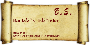 Barták Sándor névjegykártya